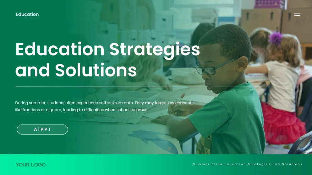 Green Minimalist Summer Slide Education Presentation Template