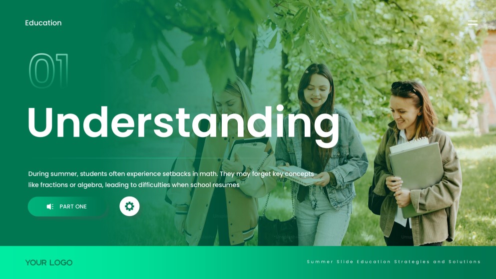 Green Minimalist Summer Slide Education Presentation Template