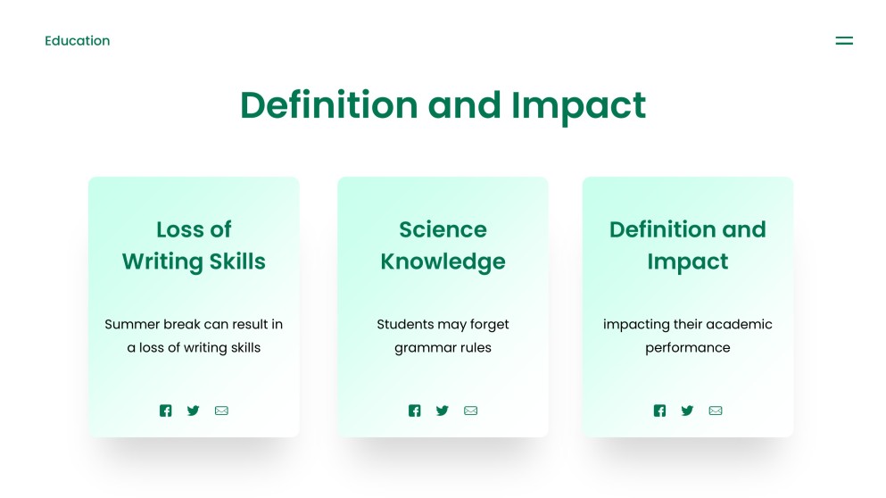 Green Minimalist Summer Slide Education Presentation Template
