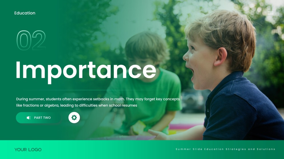 Green Minimalist Summer Slide Education Presentation Template