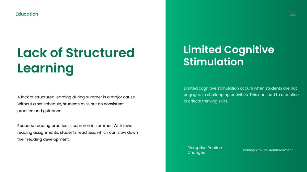 Green Minimalist Summer Slide Education Presentation Template