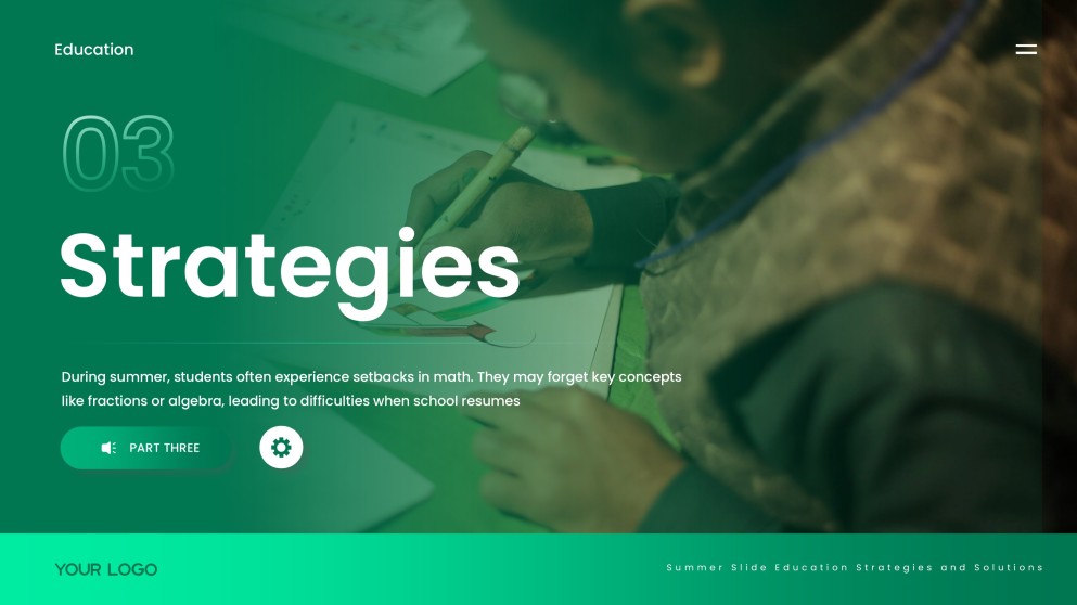 Green Minimalist Summer Slide Education Presentation Template