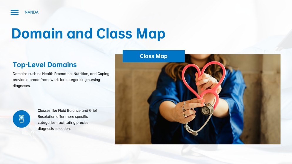 Blue Creative Style NANDA Nursing Diagnosis List PPT Template