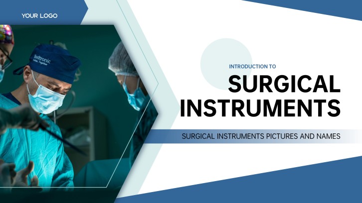 Blue Business Style Surgical Instruments Pictures and Names PPT Template