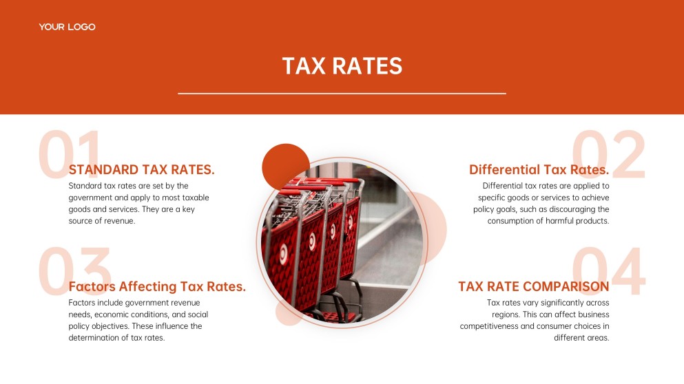Orange-Red Business Style GST PPT Presentation Template for Overview and Analysis