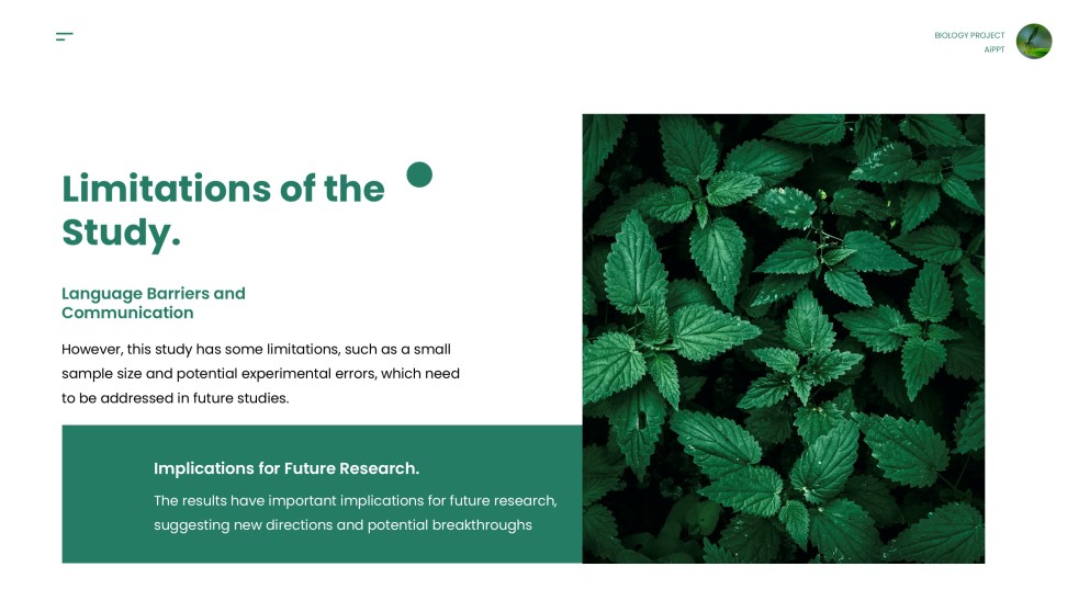 綠色極簡生物學項目模板適用於PowerPoint和Google Slides