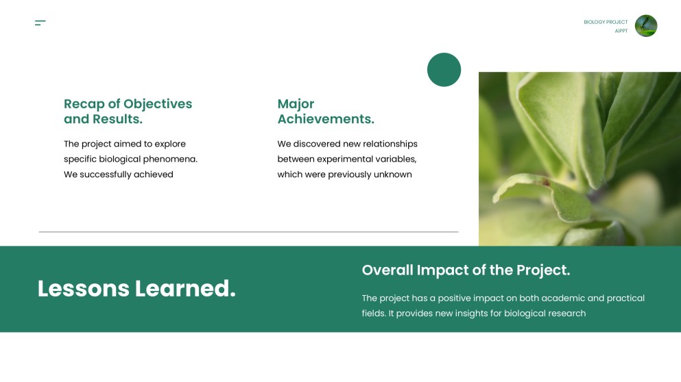 綠色極簡生物學項目模板適用於PowerPoint和Google Slides