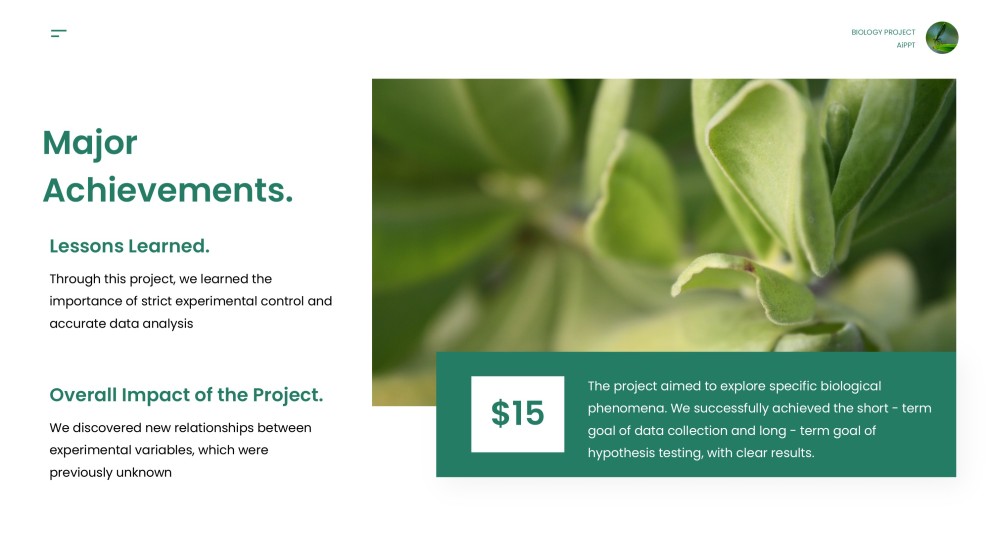 綠色極簡生物學項目模板適用於PowerPoint和Google Slides