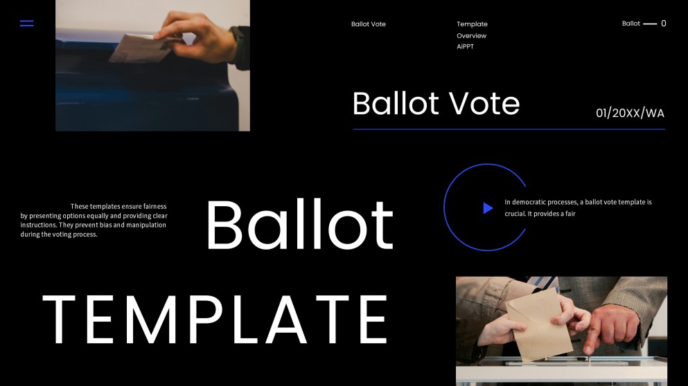 Blue and Black Minimalist Style Ballot Vote Template