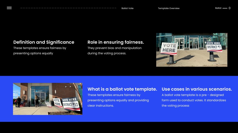 Blue and Black Minimalist Style Ballot Vote Template