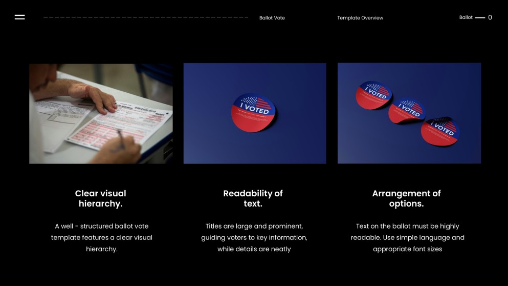 Blue and Black Minimalist Style Ballot Vote Template