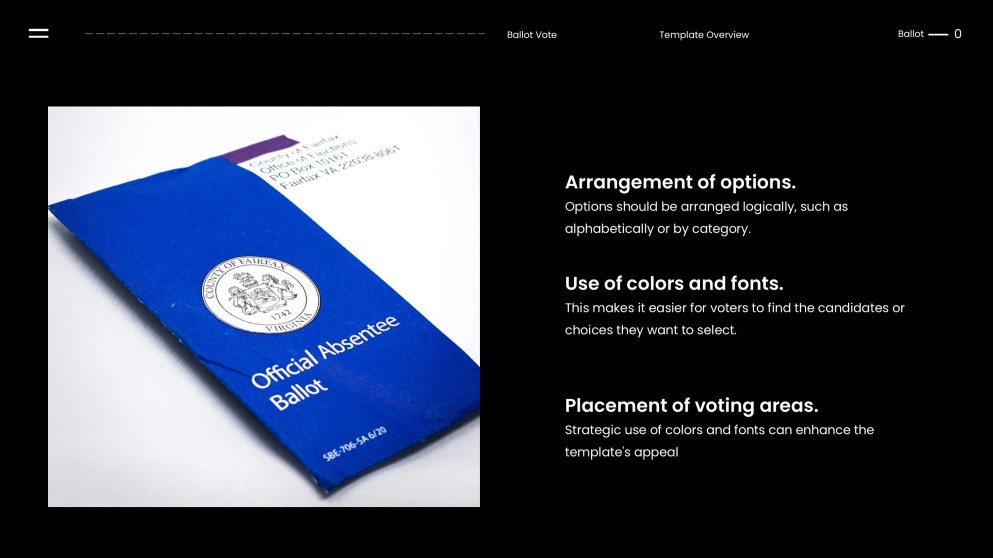 Blue and Black Minimalist Style Ballot Vote Template