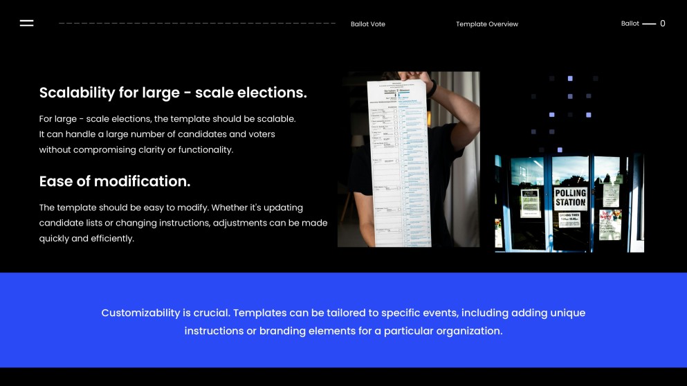 Blue and Black Minimalist Style Ballot Vote Template