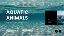 Plantilla PPT de Animales Acuáticos de Estilo Minimalista Azul