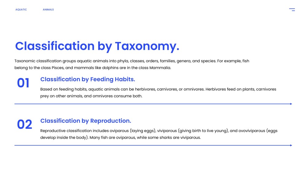Plantilla PPT de Animales Acuáticos de Estilo Minimalista Azul