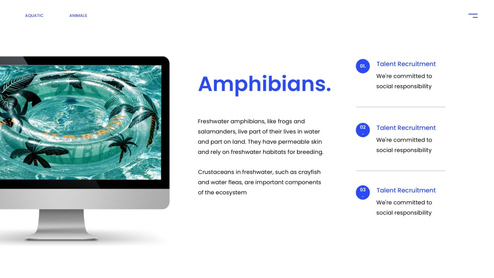 Plantilla PPT de Animales Acuáticos de Estilo Minimalista Azul