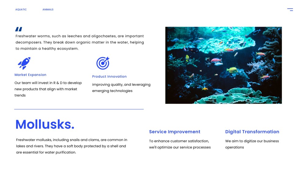 Plantilla PPT de Animales Acuáticos de Estilo Minimalista Azul