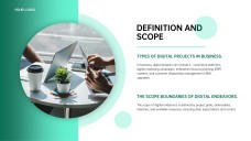 Plantilla de Plan de Proyecto de Digitalización de Estilo Empresarial Verde para PowerPoint y Google Slides