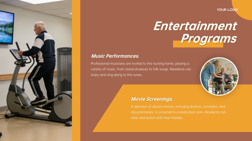 Template Jadwal Panti Jompo Gaya Bisnis Coklat dan Kuning