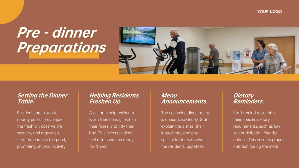 Template Jadwal Panti Jompo Gaya Bisnis Coklat dan Kuning