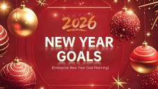 Plantilla de Objetivos de Año Nuevo Roja, Festiva y Orientada a los Negocios