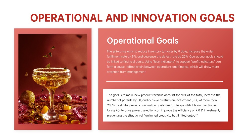 Plantilla de Objetivos de Año Nuevo Roja, Festiva y Orientada a los Negocios