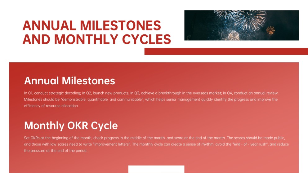 Plantilla de Objetivos de Año Nuevo Roja, Festiva y Orientada a los Negocios