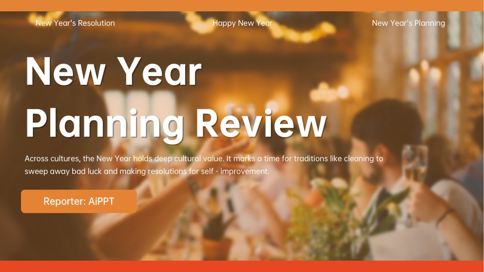 Red-Orange Happy New Year Card Template with Photos