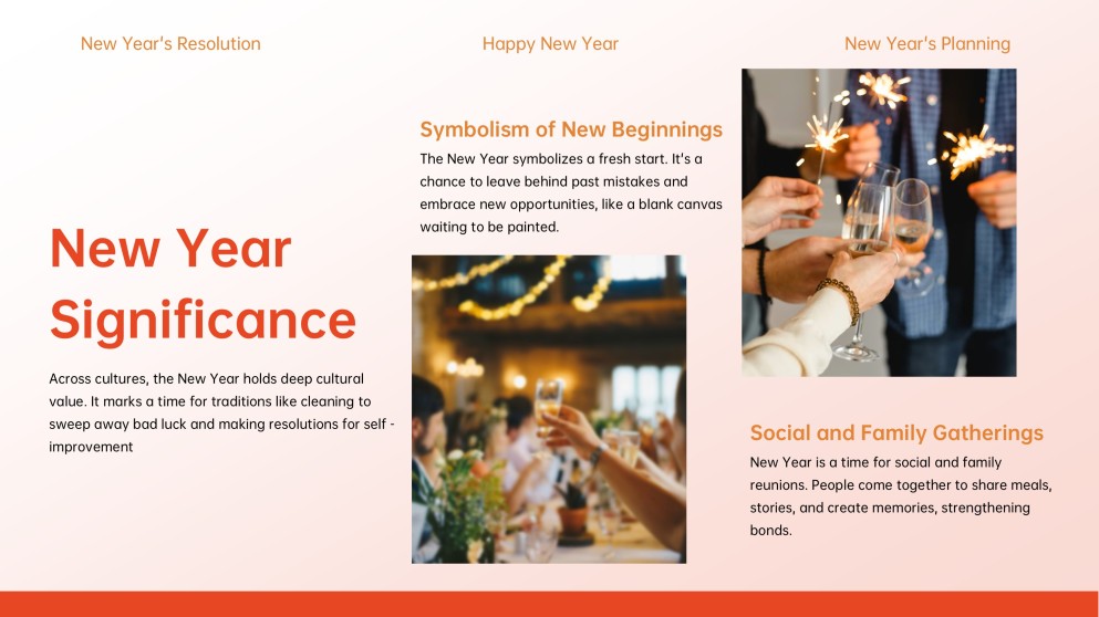 Red-Orange Happy New Year Card Template with Photos