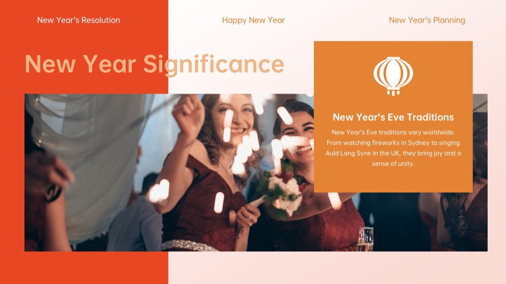 Red-Orange Happy New Year Card Template with Photos