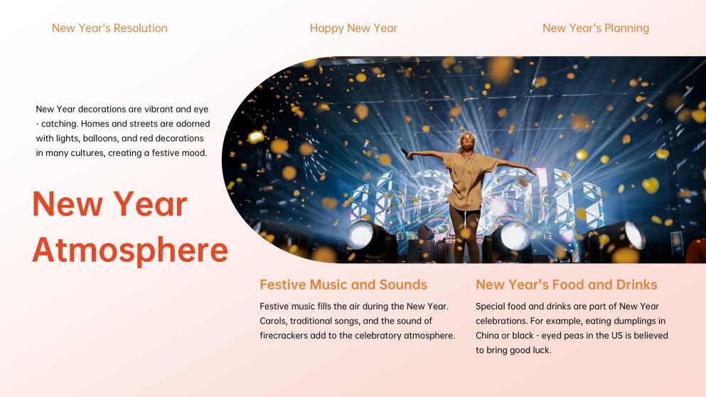 Red-Orange Happy New Year Card Template with Photos