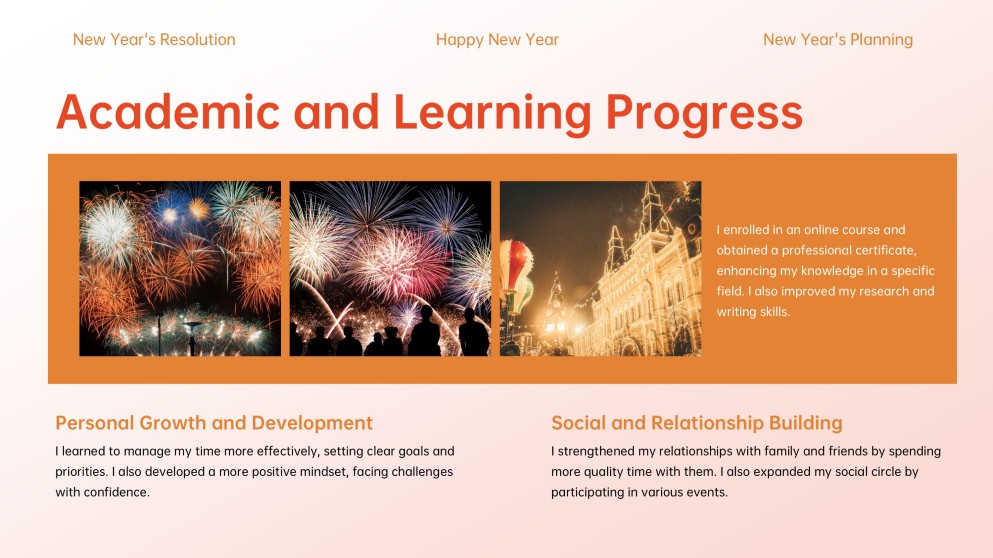 Red-Orange Happy New Year Card Template with Photos