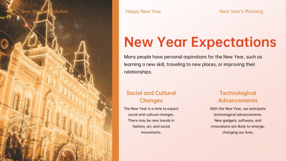 Red-Orange Happy New Year Card Template with Photos