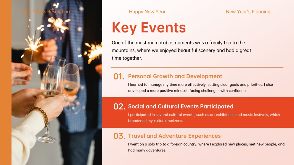 Red-Orange Happy New Year Card Template with Photos