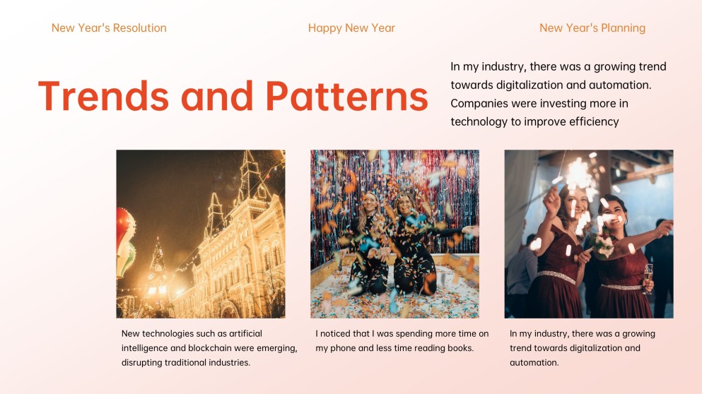 Red-Orange Happy New Year Card Template with Photos