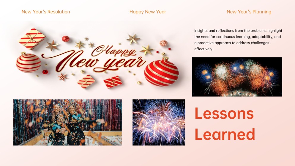 Red-Orange Happy New Year Card Template with Photos