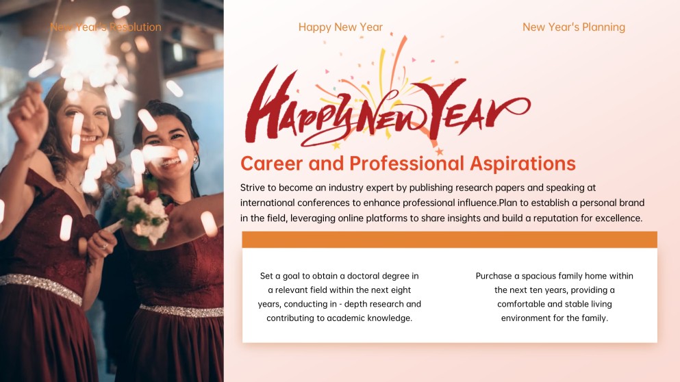 Red-Orange Happy New Year Card Template with Photos