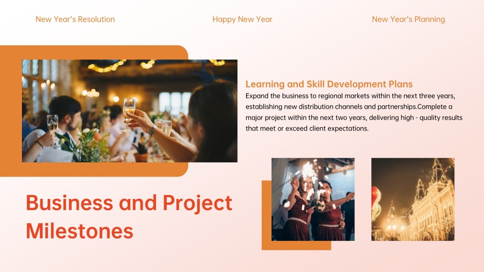 Red-Orange Happy New Year Card Template with Photos