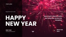 Kumikinang na Pula na Template ng Bagong Taon na may Paputok