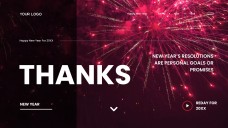 Kumikinang na Pula na Template ng Bagong Taon na may Paputok