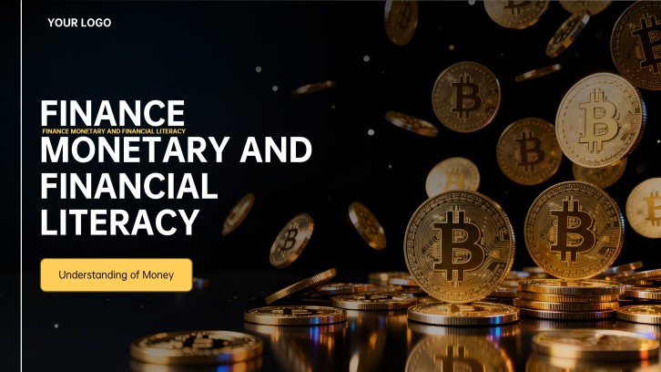 Finance PowerPoint Template Featuring Glossy Gold Money Art