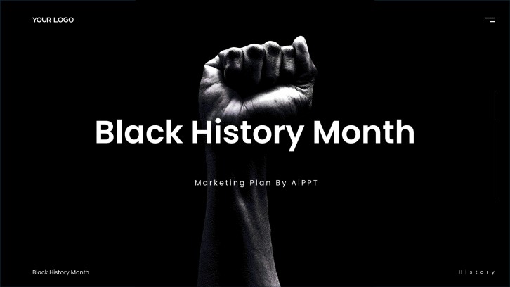 Modelo de PPT do Mês da História Negra em Estilo Minimalista Preto e Branco