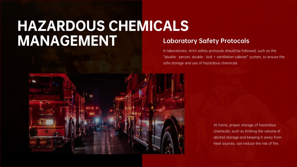 Plantilla PPT Minimalista de Seguridad contra Incendios de Alta Gama Roja con Acento de Casco