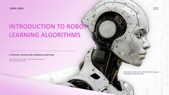 Plantilla PPT de Algoritmos de Aprendizaje Automático Limpia y Profesional en Rosa