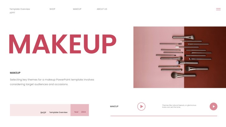 Modelo de PowerPoint de Maquiagem Estética Rosa Grátis