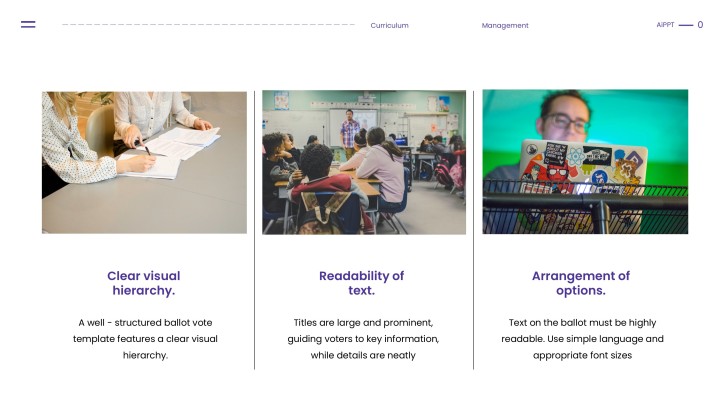 Free Purple Minimalist Curriculum Management PPT Template slide 6