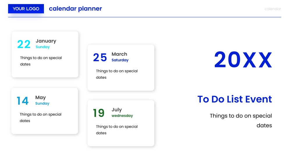 Blue & White Minimalist Calendar Planner Template