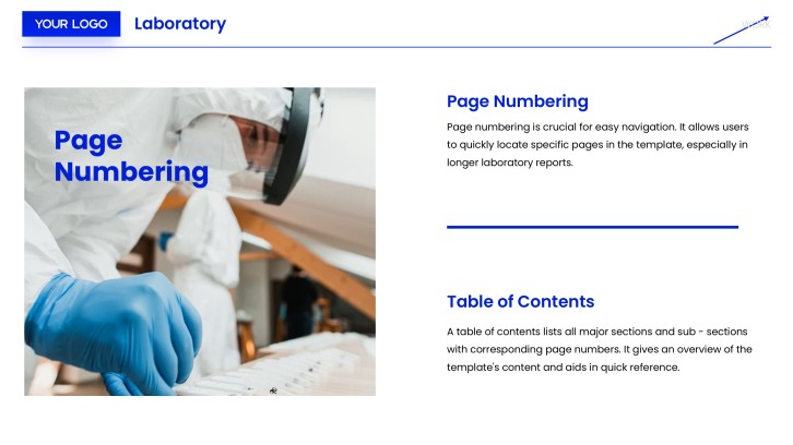 Introduction to Lab Templates PPT slide 8: Page Numbering and Contents