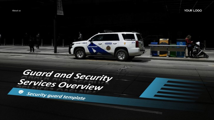 Sleek Security Guard Template in Blue and White