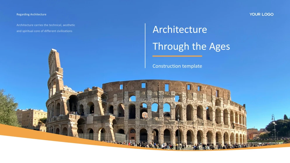 Blue and Orange Ancient to Modern Style Construction Template for PowerPoint